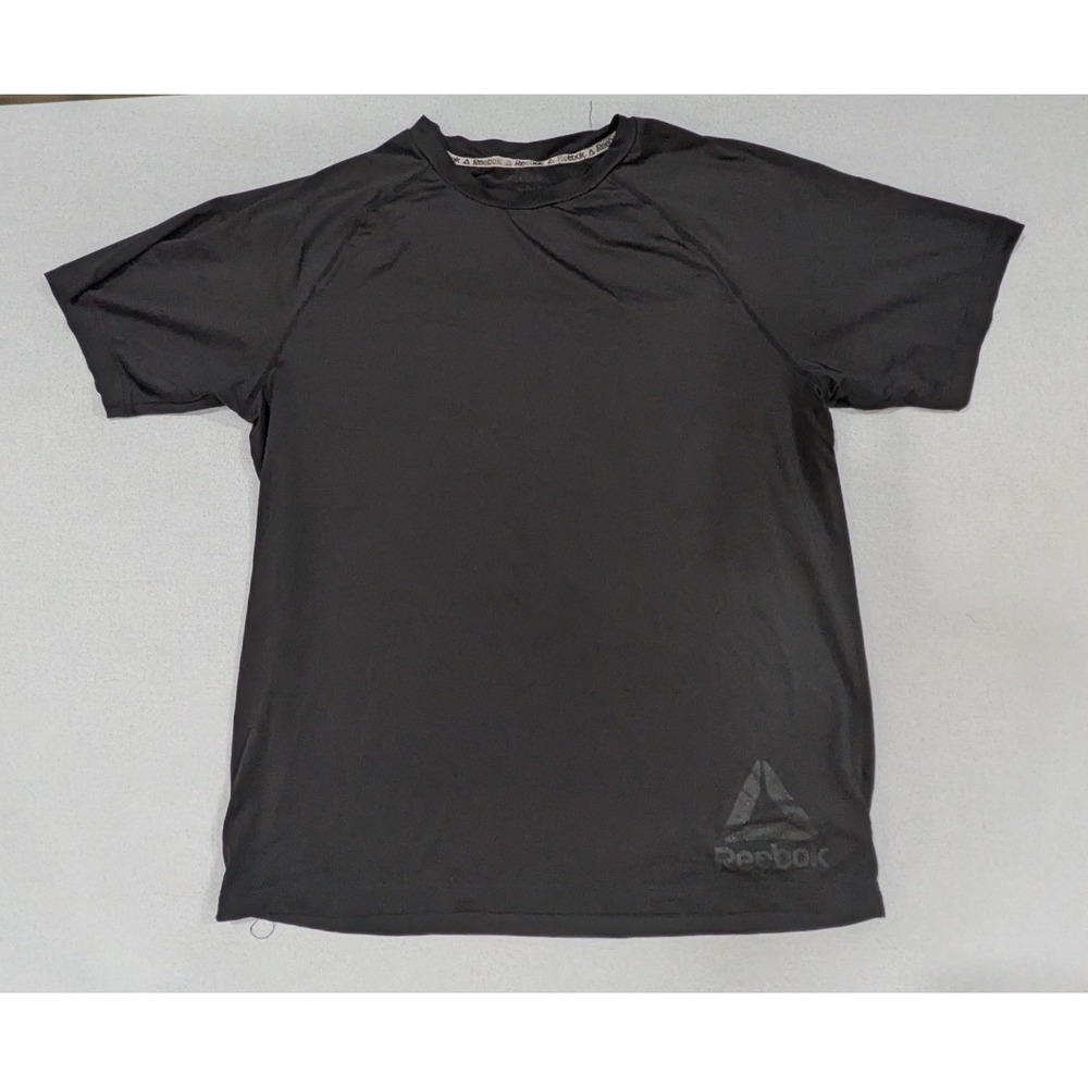 Reebok T-Shirt Mens Medium Black Good Activewear Raglan Sleeve Crew Neck Logo